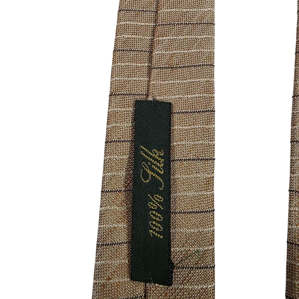 JAGUAR Striped Necktie Brown Gold‎ Tan Silk Blend Men's Formal Fashion